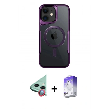 MARSİLYAN™- iPhone 12 Kılıf Yadigar Klasik Özel Seri - Siyah Bilvis 5in1 3D Magic Cam Ekran Koruyucu + Raze Metal Kamera Lens - KI