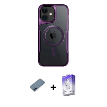 MARSİLYAN™- iPhone 12 Kılıf Yadigar Klasik Özel Seri - Siyah Bilvis 5in1 3D Magic Cam Ekran Koruyucu + Metal Kamera Lens Koruma Cam - MI