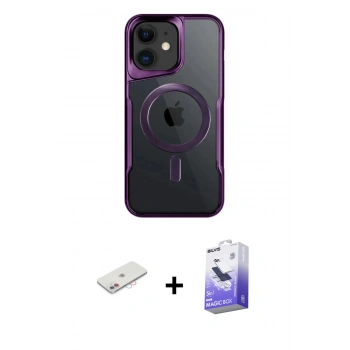 MARSİLYAN™- iPhone 12 Kılıf Yadigar Klasik Özel Seri - Siyah Bilvis 5in1 5D Magic Hayalet Cam Ekran Koruyucu + Renkli Kamera Lens Koruma Cam - PE