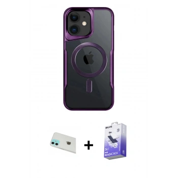 MARSİLYAN™- iPhone 12 Kılıf Yadigar Klasik Özel Seri - Siyah Bilvis 5in1 5D Magic Hayalet Cam Ekran Koruyucu + Rainbow Kamera Lens Koruma Cam - YL