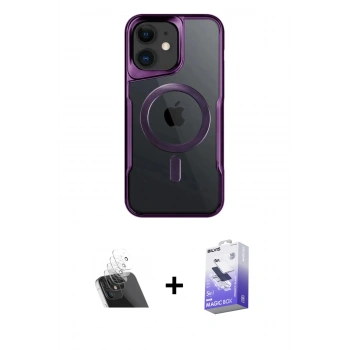 MARSİLYAN™- iPhone 12 Kılıf Yadigar Klasik Özel Seri - Siyah Bilvis 5in1 5D Magic Hayalet Cam Ekran Koruyucu + Kamera Lens Koruma Cam - SF