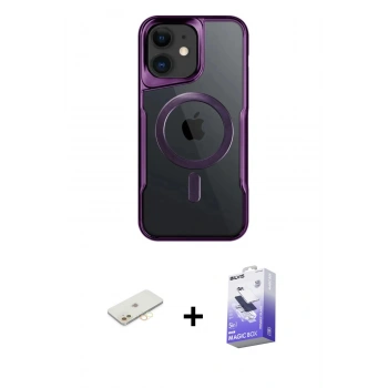 MARSİLYAN™- iPhone 12 Kılıf Yadigar Klasik Özel Seri - Siyah Bilvis 5in1 5D Magic Hayalet Cam Ekran Koruyucu + Renkli Kamera Lens Koruma Cam - SI