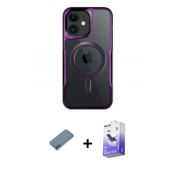 MARSİLYAN™- iPhone 12 Kılıf Yadigar Klasik Özel Seri - Siyah Bilvis 5in1 5D Magic Hayalet Cam Ekran Koruyucu + Shine Kamera Lens Koruma Cam - MI