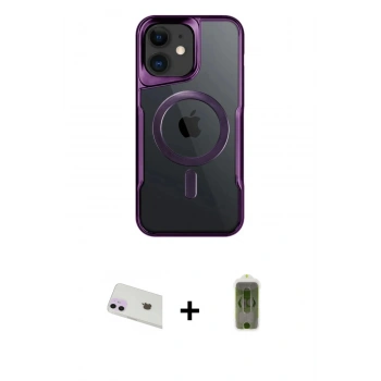 MARSİLYAN™- iPhone 12 Kılıf Yadigar Klasik Özel Seri - Siyah Joko Magic 5D Hayalet Cam + Rainbow Kamera Lens Koruma Cam - MR