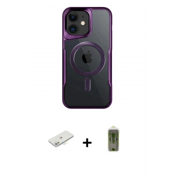 MARSİLYAN™- iPhone 12 Kılıf Yadigar Klasik Özel Seri - Siyah Joko Magic 5D Hayalet Cam + Renkli Kamera Lens Koruma Cam - SI