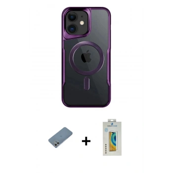 MARSİLYAN™- iPhone 12 Kılıf Yadigar Klasik Özel Seri - Siyah Polymer Nano Ekran Koruyucu + Shine Kamera Lens Koruma Cam - GS