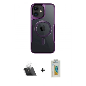 MARSİLYAN™- iPhone 12 Kılıf Yadigar Klasik Özel Seri - Siyah Polymer Nano Ekran Koruyucu + Kamera Lens Koruma Cam - SF
