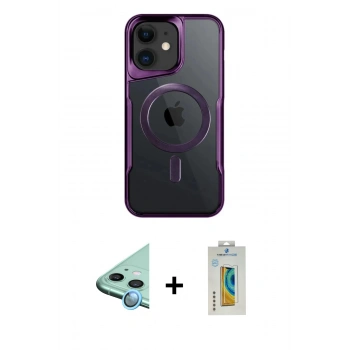 MARSİLYAN™- iPhone 12 Kılıf Yadigar Klasik Özel Seri - Siyah Polymer Nano Ekran Koruyucu + Raze Metal Kamera Lens - MI
