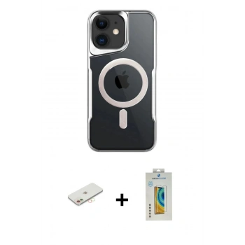 MARSİLYAN™- iPhone 12 Kılıf Yadigar Klasik Özel Seri - Siyah Polymer Nano Ekran Koruyucu + Renkli Kamera Lens Koruma Cam - YL