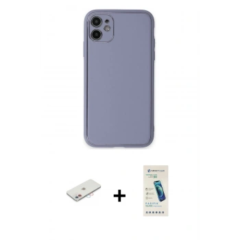 MARSİLYAN™- iPhone 12 Kılıf Yadigar Klasik - Şeffaf Pasifik Cam Ekran Koruyucu + Renkli Kamera Lens Koruma Cam - PE
