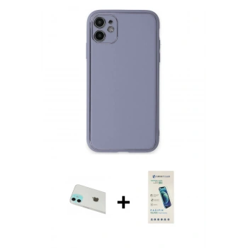 MARSİLYAN™- iPhone 12 Kılıf Yadigar Klasik - Şeffaf Pasifik Cam Ekran Koruyucu + Rainbow Kamera Lens Koruma Cam - YL