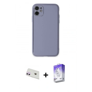 MARSİLYAN™- iPhone 12 Kılıf Yadigar Klasik - Siyah Bilvis 5in1 3D Magic Cam Ekran Koruyucu + Rainbow Kamera Lens Koruma Cam - MR