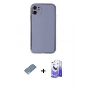 MARSİLYAN™- iPhone 12 Kılıf Yadigar Klasik - Siyah Bilvis 5in1 5D Magic Hayalet Cam Ekran Koruyucu + Metal Kamera Lens Koruma Cam - AKYL