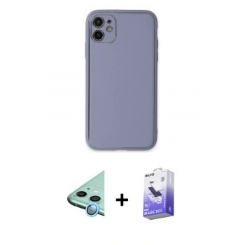 MARSİLYAN™- iPhone 12 Kılıf Yadigar Klasik - Siyah Bilvis 5in1 5D Magic Hayalet Cam Ekran Koruyucu + Raze Metal Kamera Lens - MI