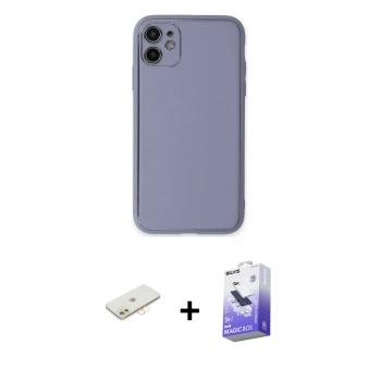 MARSİLYAN™- iPhone 12 Kılıf Yadigar Klasik - Siyah Bilvis 5in1 5D Magic Hayalet Cam Ekran Koruyucu + Renkli Kamera Lens Koruma Cam - SI