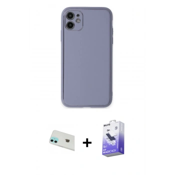 MARSİLYAN™- iPhone 12 Kılıf Yadigar Klasik - Siyah Bilvis 5in1 5D Magic Hayalet Cam Ekran Koruyucu + Rainbow Kamera Lens Koruma Cam - YL
