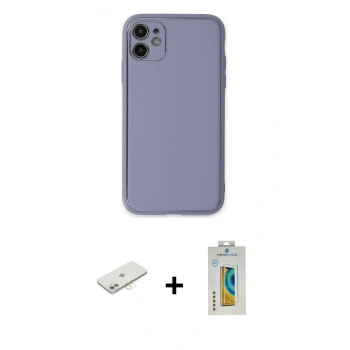 MARSİLYAN™- iPhone 12 Kılıf Yadigar Klasik - Siyah Polymer Nano Ekran Koruyucu + Renkli Kamera Lens Koruma Cam - YL