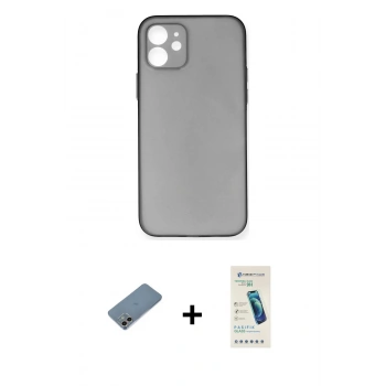 MARSİLYAN™- iPhone 12 Kılıf Yadigar Yansıma Serisi - Şeffaf Pasifik Cam Ekran Koruyucu + Shine Kamera Lens Koruma Cam - GI