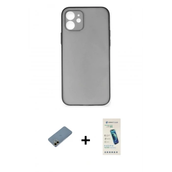 MARSİLYAN™- iPhone 12 Kılıf Yadigar Yansıma Serisi - Şeffaf Pasifik Cam Ekran Koruyucu + Shine Kamera Lens Koruma Cam - GD