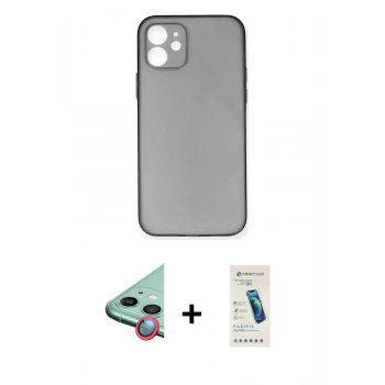 MARSİLYAN™- iPhone 12 Kılıf Yadigar Yansıma Serisi - Şeffaf Pasifik Cam Ekran Koruyucu + Raze Metal Kamera Lens - KI