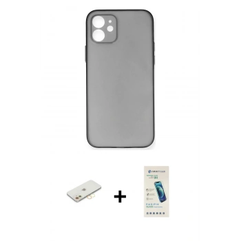 MARSİLYAN™- iPhone 12 Kılıf Yadigar Yansıma Serisi - Şeffaf Pasifik Cam Ekran Koruyucu + Renkli Kamera Lens Koruma Cam - SI
