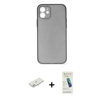 MARSİLYAN™- iPhone 12 Kılıf Yadigar Yansıma Serisi - Şeffaf Pasifik Cam Ekran Koruyucu + Renkli Kamera Lens Koruma Cam - SI