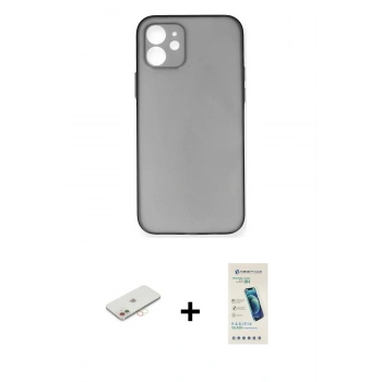 MARSİLYAN™- iPhone 12 Kılıf Yadigar Yansıma Serisi - Şeffaf Pasifik Cam Ekran Koruyucu + Renkli Kamera Lens Koruma Cam - YL