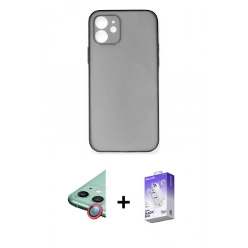 MARSİLYAN™- iPhone 12 Kılıf Yadigar Yansıma Serisi - Siyah Bilvis 5in1 3D Magic Cam Ekran Koruyucu + Raze Metal Kamera Lens - KI