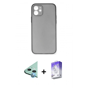MARSİLYAN™- iPhone 12 Kılıf Yadigar Yansıma Serisi - Siyah Bilvis 5in1 3D Magic Cam Ekran Koruyucu + Raze Metal Kamera Lens - MI