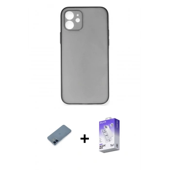 MARSİLYAN™- iPhone 12 Kılıf Yadigar Yansıma Serisi - Siyah Bilvis 5in1 3D Magic Cam Ekran Koruyucu + Metal Kamera Lens Koruma Cam - MI