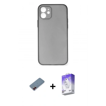 MARSİLYAN™- iPhone 12 Kılıf Yadigar Yansıma Serisi - Siyah Bilvis 5in1 3D Magic Cam Ekran Koruyucu + Metal Kamera Lens Koruma Cam - KI