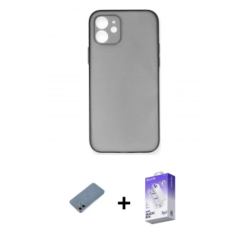 MARSİLYAN™- iPhone 12 Kılıf Yadigar Yansıma Serisi - Siyah Bilvis 5in1 3D Magic Cam Ekran Koruyucu + Shine Kamera Lens Koruma Cam - SABE