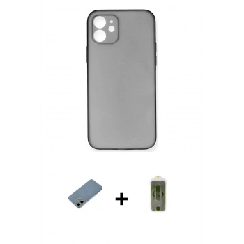 MARSİLYAN™- iPhone 12 Kılıf Yadigar Yansıma Serisi - Siyah Joko Magic 5D Hayalet Cam + Shine Kamera Lens Koruma Cam - GD
