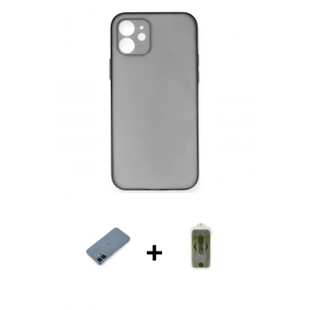MARSİLYAN™- iPhone 12 Kılıf Yadigar Yansıma Serisi - Siyah Joko Magic 5D Hayalet Cam + Metal Kamera Lens Koruma Cam - MI