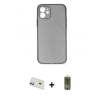 MARSİLYAN™- iPhone 12 Kılıf Yadigar Yansıma Serisi - Siyah Joko Magic 5D Hayalet Cam + Rainbow Kamera Lens Koruma Cam - MR
