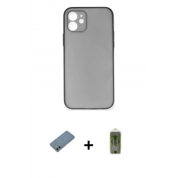 MARSİLYAN™- iPhone 12 Kılıf Yadigar Yansıma Serisi - Siyah Joko Magic 5D Hayalet Cam + Shine Kamera Lens Koruma Cam - SABE