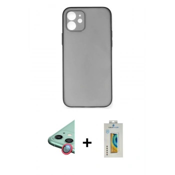 MARSİLYAN™- iPhone 12 Kılıf Yadigar Yansıma Serisi - Siyah Polymer Nano Ekran Koruyucu + Raze Metal Kamera Lens - KI