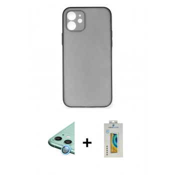 MARSİLYAN™- iPhone 12 Kılıf Yadigar Yansıma Serisi - Siyah Polymer Nano Ekran Koruyucu + Raze Metal Kamera Lens - MI