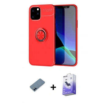 MARSİLYAN™- iPhone 12 Kılıf Yankı Form Prime - Siyah Bilvis 5in1 5D Magic Hayalet Cam Ekran Koruyucu + Metal Kamera Lens Koruma Cam - MI