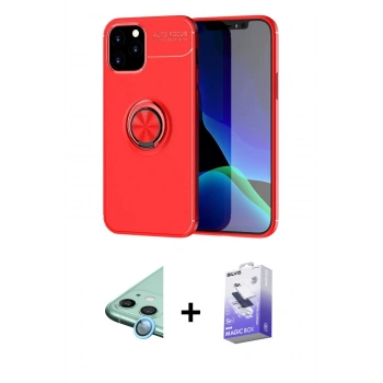 MARSİLYAN™- iPhone 12 Kılıf Yankı Form Prime - Siyah Bilvis 5in1 5D Magic Hayalet Cam Ekran Koruyucu + Raze Metal Kamera Lens - MI
