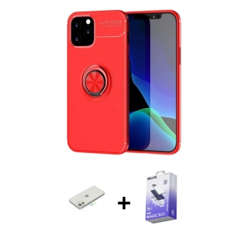 MARSİLYAN™- iPhone 12 Kılıf Yankı Form Prime - Siyah Bilvis 5in1 5D Magic Hayalet Cam Ekran Koruyucu + Renkli Kamera Lens Koruma Cam - SI