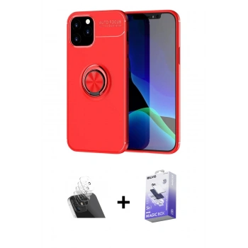 MARSİLYAN™- iPhone 12 Kılıf Yankı Form Prime - Siyah Bilvis 5in1 5D Magic Hayalet Cam Ekran Koruyucu + Kamera Lens Koruma Cam - SF