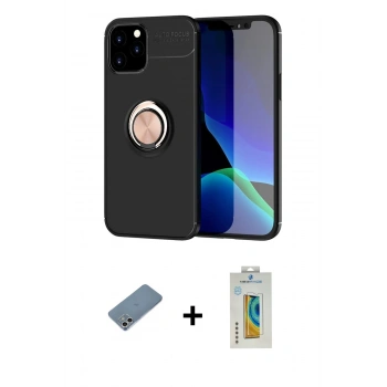 MARSİLYAN™- iPhone 12 Kılıf Yankı Form Prime - Siyah Polymer Nano Ekran Koruyucu + Shine Kamera Lens Koruma Cam - GS