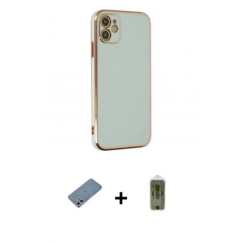 MARSİLYAN™- iPhone 12 Kılıf Yankı Serisi - Siyah Joko Magic 5D Hayalet Cam + Shine Kamera Lens Koruma Cam - GS