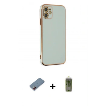 MARSİLYAN™- iPhone 12 Kılıf Yankı Serisi - Siyah Joko Magic 5D Hayalet Cam + Metal Kamera Lens Koruma Cam - KI