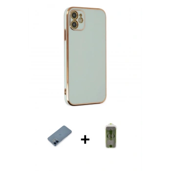 MARSİLYAN™- iPhone 12 Kılıf Yankı Serisi - Siyah Joko Magic 5D Hayalet Cam + Metal Kamera Lens Koruma Cam - MI