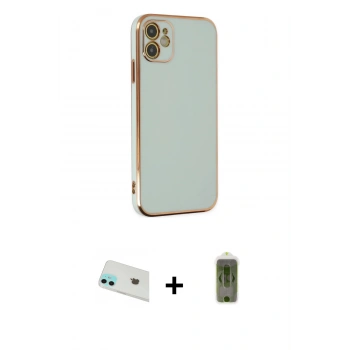 MARSİLYAN™- iPhone 12 Kılıf Yankı Serisi - Siyah Joko Magic 5D Hayalet Cam + Rainbow Kamera Lens Koruma Cam - YL