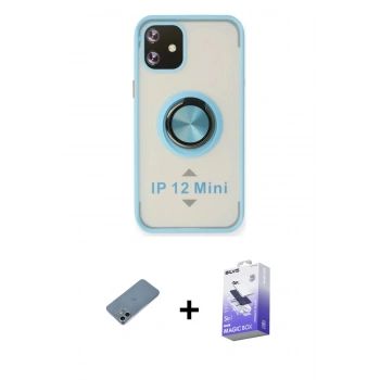 MARSİLYAN™- iPhone 12 Kılıf Yörünge Çizgi - Siyah Bilvis 5in1 5D Magic Hayalet Cam Ekran Koruyucu + Shine Kamera Lens Koruma Cam - SABE
