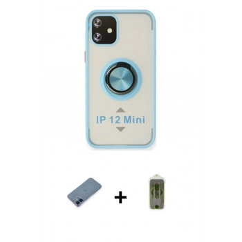 MARSİLYAN™- iPhone 12 Kılıf Yörünge Çizgi - Siyah Joko Magic 5D Hayalet Cam + Metal Kamera Lens Koruma Cam - MI