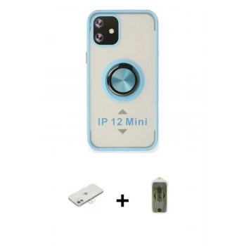 MARSİLYAN™- iPhone 12 Kılıf Yörünge Çizgi - Siyah Joko Magic 5D Hayalet Cam + Renkli Kamera Lens Koruma Cam - YL